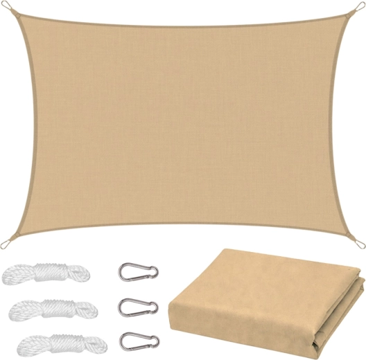Lona de sombra para jardín impermeable rectangular beige 200 × 300 cm