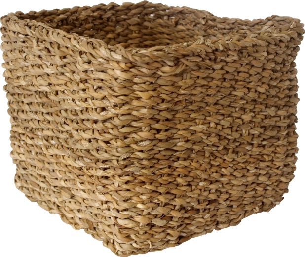 Cesta alta cuadrada de hierba marina 18 × 18 × 14 cm