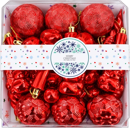 Set de adornos navideños brillantes e irrompibles - 28 unidades