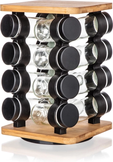 Especieros Culinaria Black con soporte, 16 uds.