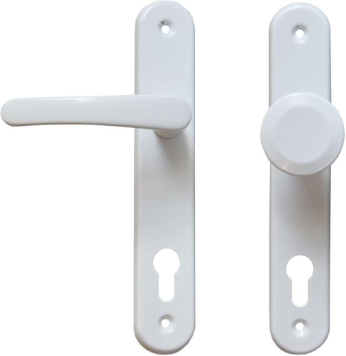 Herraje para puertas MICHAELA manilla + pomo fijo con cilindro 90 mm, blanco