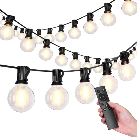 Guirnalda de luces de jardín 15 m, 25 bombillas LED, 9 modos, exterior IP44