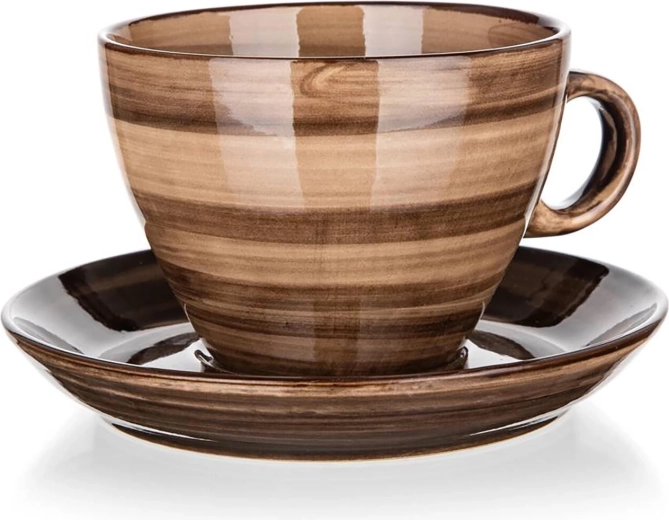 Taza de cerámica con platillo 290 ml Palas marrón