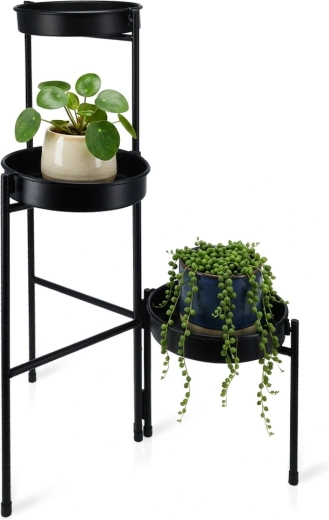 Soporte metálico negro para flores de 3 niveles 46 × 32 × 61,5 cm