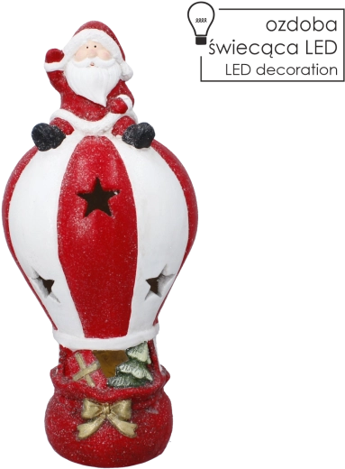 Figura navideña de San Nicolás en un globo con iluminación LED