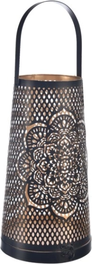 Portavelas metálico Mandala negro/dorado 20 cm