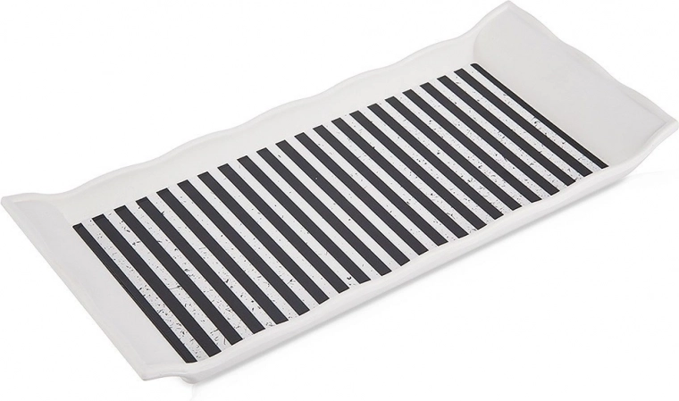 Bandeja de servir rectangular 29,5 × 13 cm con rayas en blanco y negro