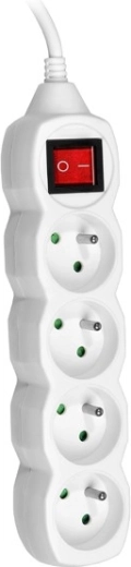 Regleta de extensión con protección contra sobretensiones PowerWatch 3 m blanca (4 tomas) con interruptor