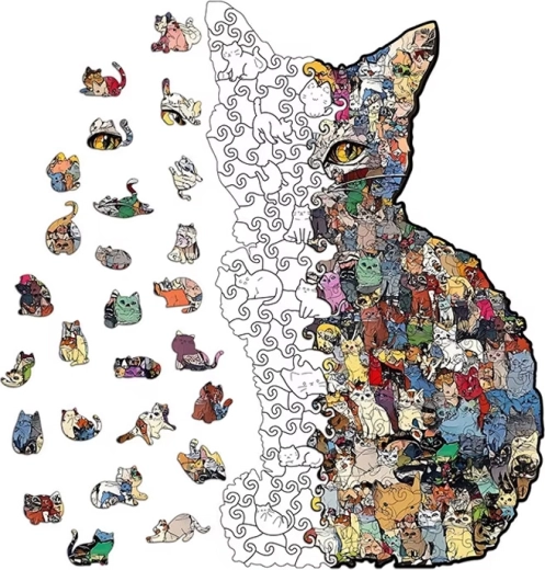 Silueta de gato llena de detalles (195 piezas)