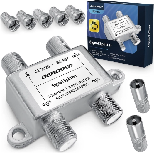 Splitter de antena de banda ancha de 3 vías 5–2400 MHz Berdsen