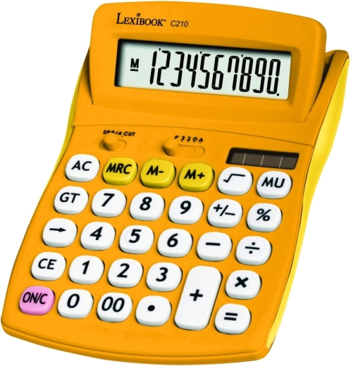 Calculadora de bolsillo Lexibook de 10 dígitos con superficie de silicona – amarilla