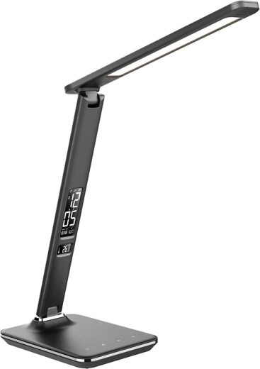 Solight lámpara de mesa LED con pantalla 9 W en diseño de cuero negro