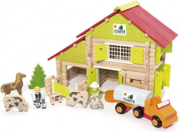 Jeujura construcción de madera – granja grande, 180 piezas