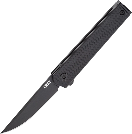 CRKT CEO Microflipper navaja de bolsillo negra Drop Point 6 cm, empuñadura de aluminio