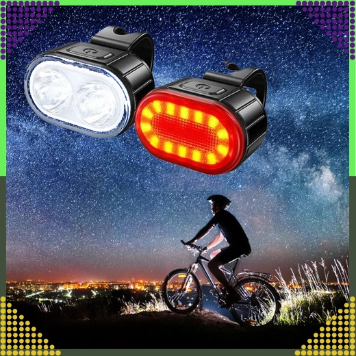 Juego de luces LED para bicicleta delantero y trasero, recargable por USB, resistente al agua, 2 uds