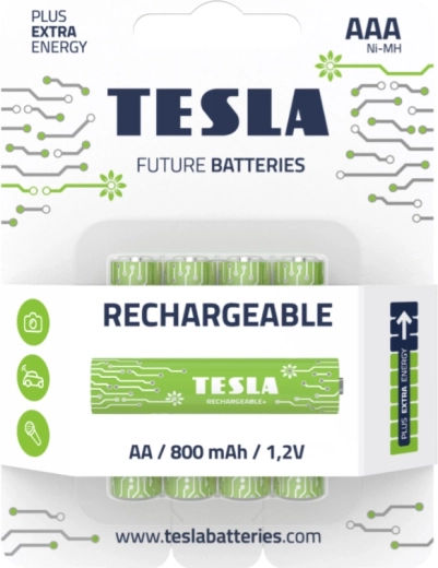 Baterías recargables TESLA GREEN+ AAA Ni-MH 1,2 V, set de 4 uds.