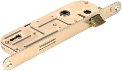 Cerradura de embutir de caja 90/60, reversible derecha/izquierda, zinc blanco, 2 llaves