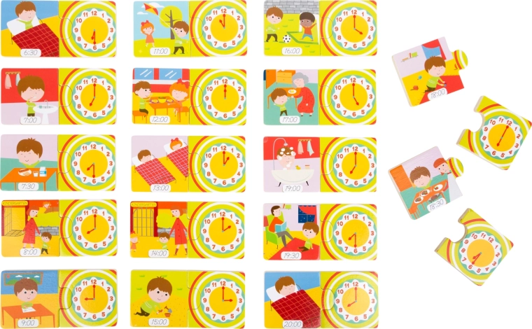 Puzle educativo de parejas: aprender la hora para niños