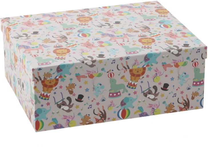 Caja de regalo colorida con motivos de animales 28,6 × 22,4 × 11,1 cm