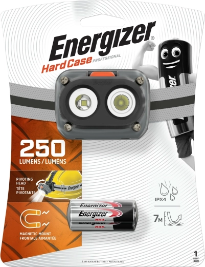 Linterna frontal magnética Energizer Hard Case Pro, 250 lm, IPX4