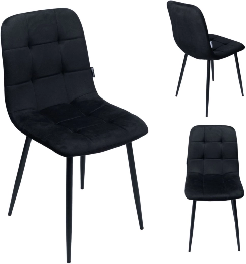 Silla de comedor tapizada de terciopelo negro en estilo loft - 1 pieza