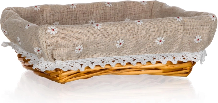 Cesta de mimbre Daisy con forro de algodón 22 × 16 × 6,5 cm