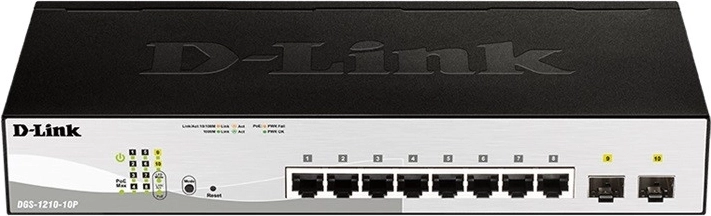 Conmutador DGS-1210-10P con 8GE PoE y 2SFP