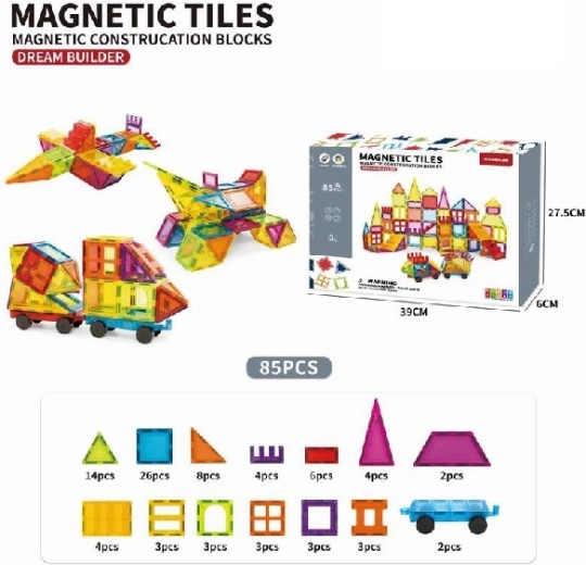 Juego de construcción magnético para niños 85 piezas