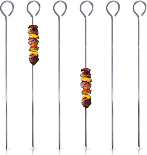 Brochetas de acero para shashlik de 23,5 cm, set de 6 uds.