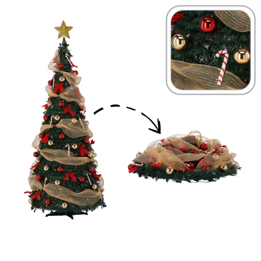 Árbol de Navidad artificial plegable Lidia 120 cm con iluminación LED y adornos