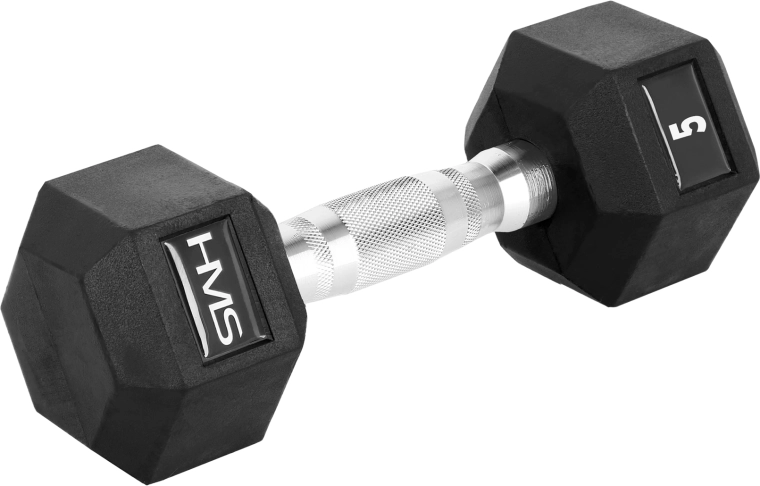 HMS mancuerna hexagonal recubierta de goma HEX PRO 5 kg
