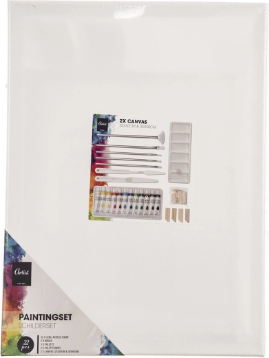 Set creativo de pintura sobre lienzo (pinturas y pinceles)