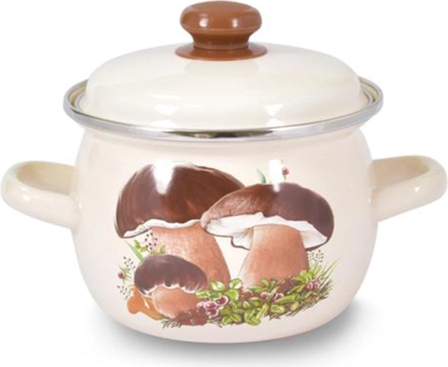 Olla esmaltada con tapa TORO de 3,5 l con motivo de setas