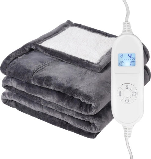 Manta eléctrica de doble cara 120 × 160 cm con regulación de temperatura y control remoto