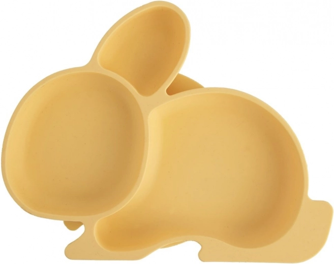 Plato infantil de silicona con ventosa con forma de conejito, dividido, amarillo 23 × 18,5 × 3,5 cm