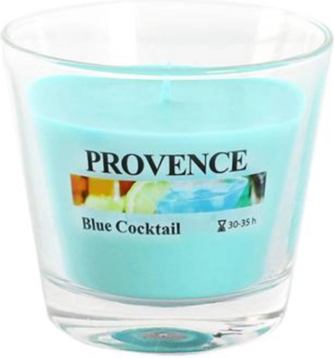 Vela aromática en vaso de cristal Provence Blue Cocktail 35 horas