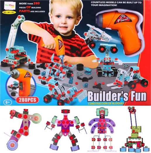 Mega constructor con taladro: set de construcción de 280 piezas