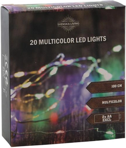 Guirnalda luminosa de 20 LED, multicolor, 100 cm