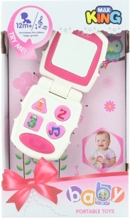 Teléfono bebé rosa para niños con sonidos y luces