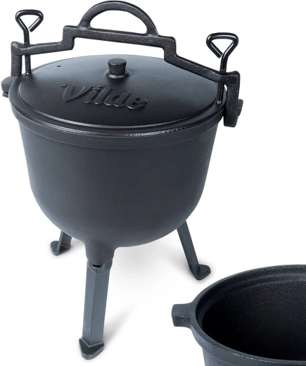 Caldero de hierro fundido con patas y tapa Vilde Cast Line 10 l