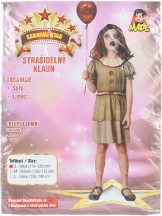 Vestido de carnaval de payaso terrorífico para niñas 110–120 cm