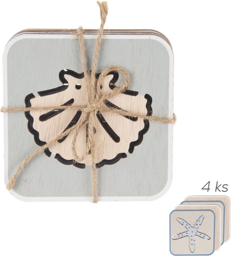 Posavasos de madera SEA 10 × 10 cm, set de 4 uds.