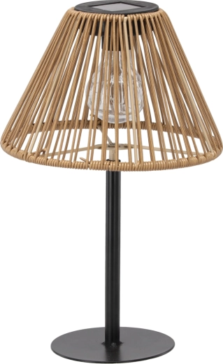 Lámpara de mesa solar con pantalla de ratán de 33 cm, marrón
