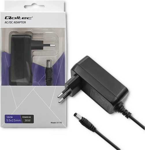 Adaptador de alimentación de red Qoltec 36 W 12 V 3 A 5,5 × 2,5 mm
