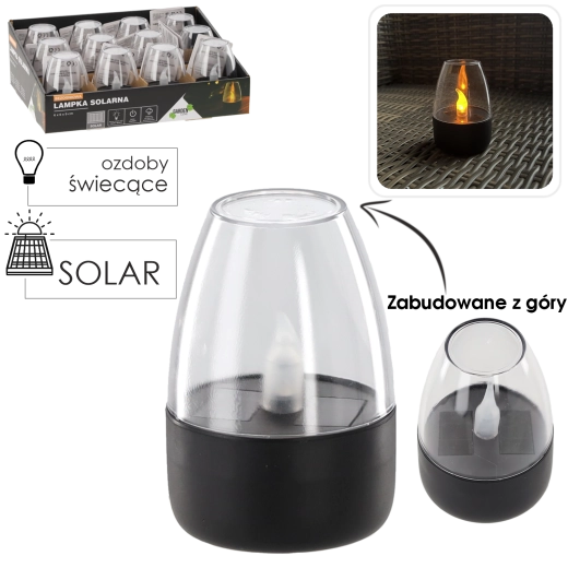 Vela LED solar sin llama 6 × 6 × 9 cm, blanco cálido