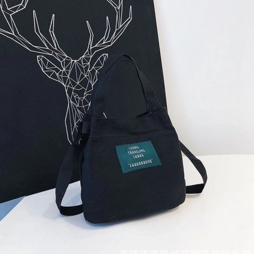 Bolso messenger de tela – negro