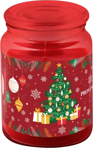 Vela roja brillante en vaso de vidrio con tapa, 510 g
