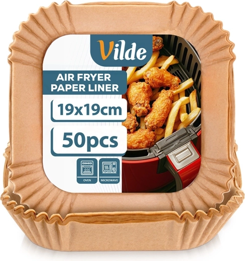 Insertos de papel para freidora de aire 19 × 19 cm, 50 uds Vilde