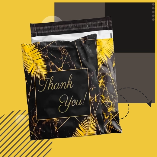 Sobres postales de plástico para mensajería 255 × 370 mm, negros con la inscripción Thank You, 50 uds