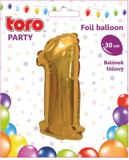 Globo de foil con número 1, 30 cm, dorado